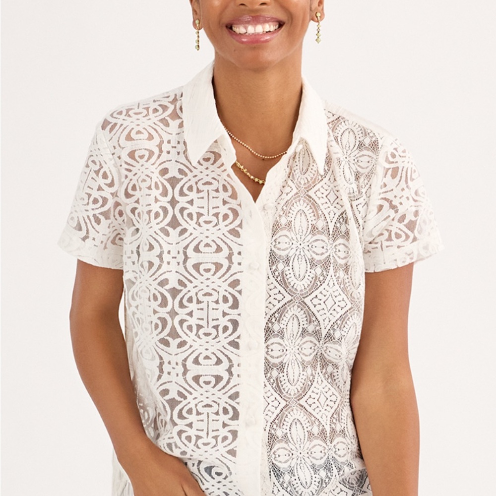 Elegant White Lace Women's Top NWT - image 2